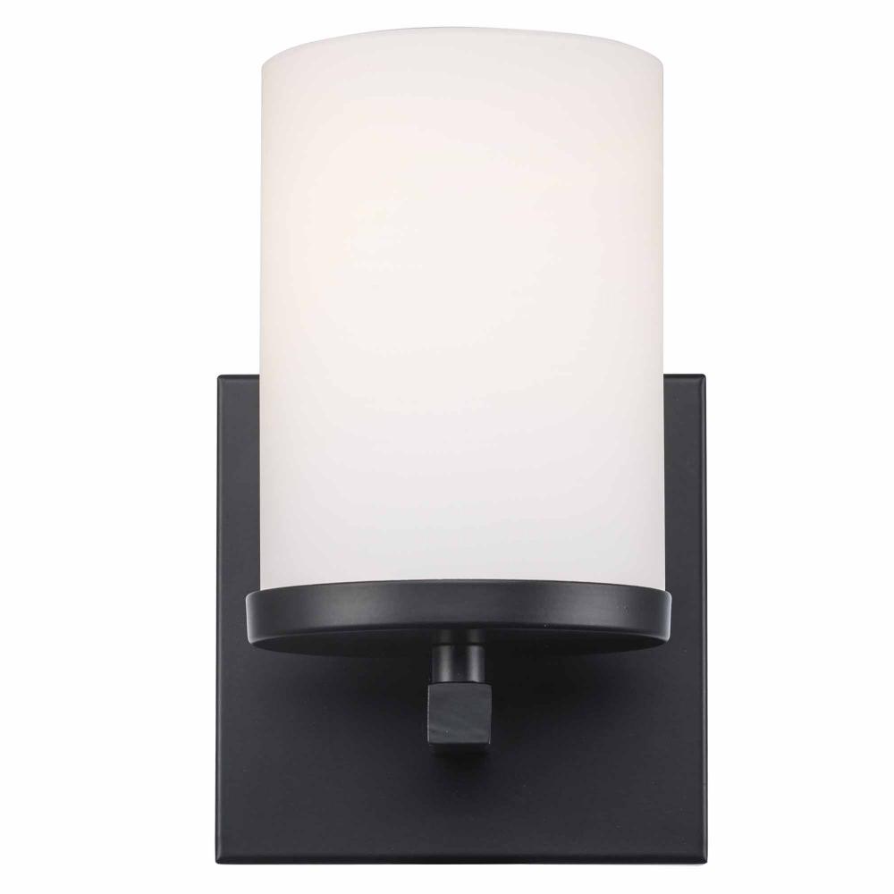 1LT SCONCE-FLAT DISK-BK